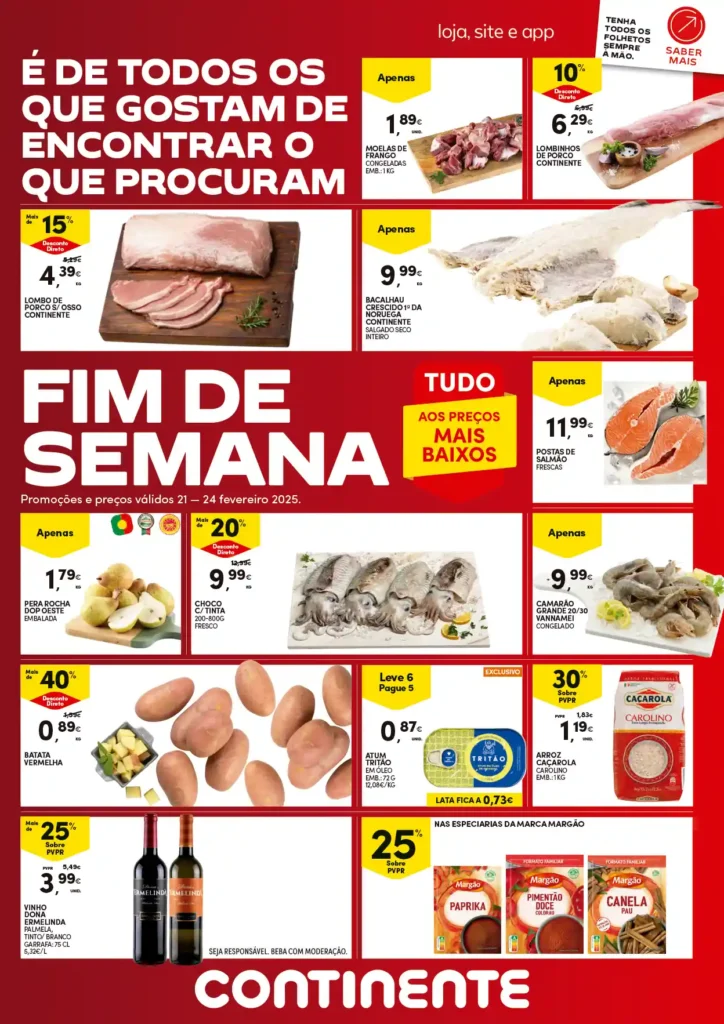 Folheto Continente Fim de Semana 21 a 24 Fevereiro 2025 - Página 01