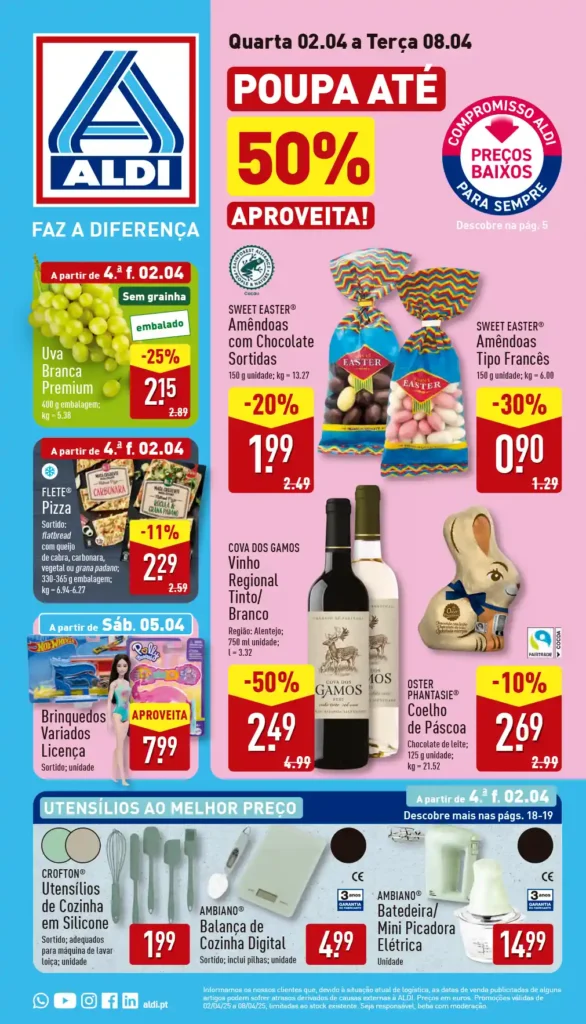 Folheto Aldi 2 a 8 de Abril de 2025 - Página 1