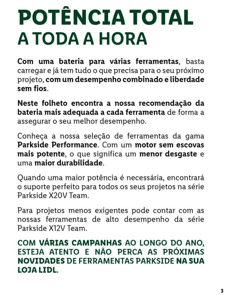 Folheto Lidl Parkside Baterias e Ferramentas 2025 - Página 03