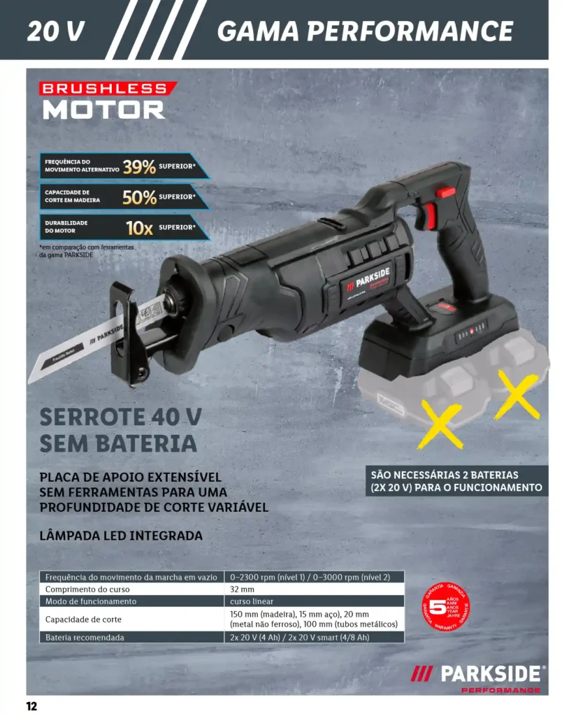 Folheto Lidl Parkside Baterias e Ferramentas 2025 - Página 12
