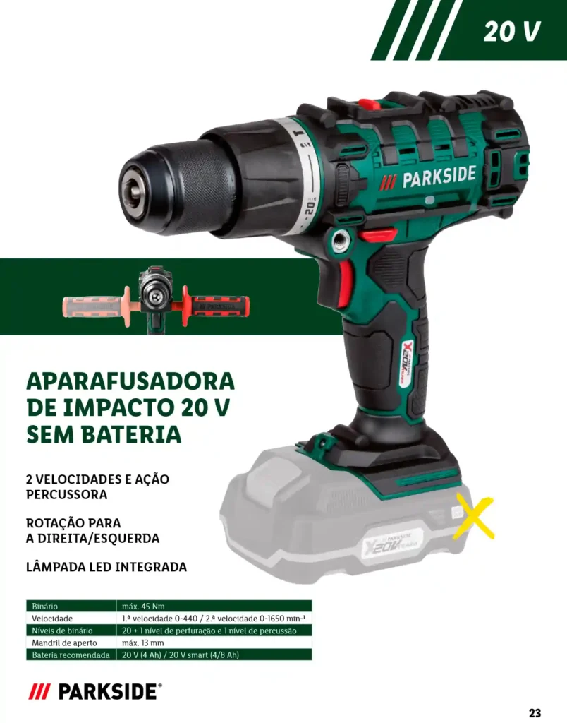 Folheto Lidl Parkside Baterias e Ferramentas 2025 - Página 23