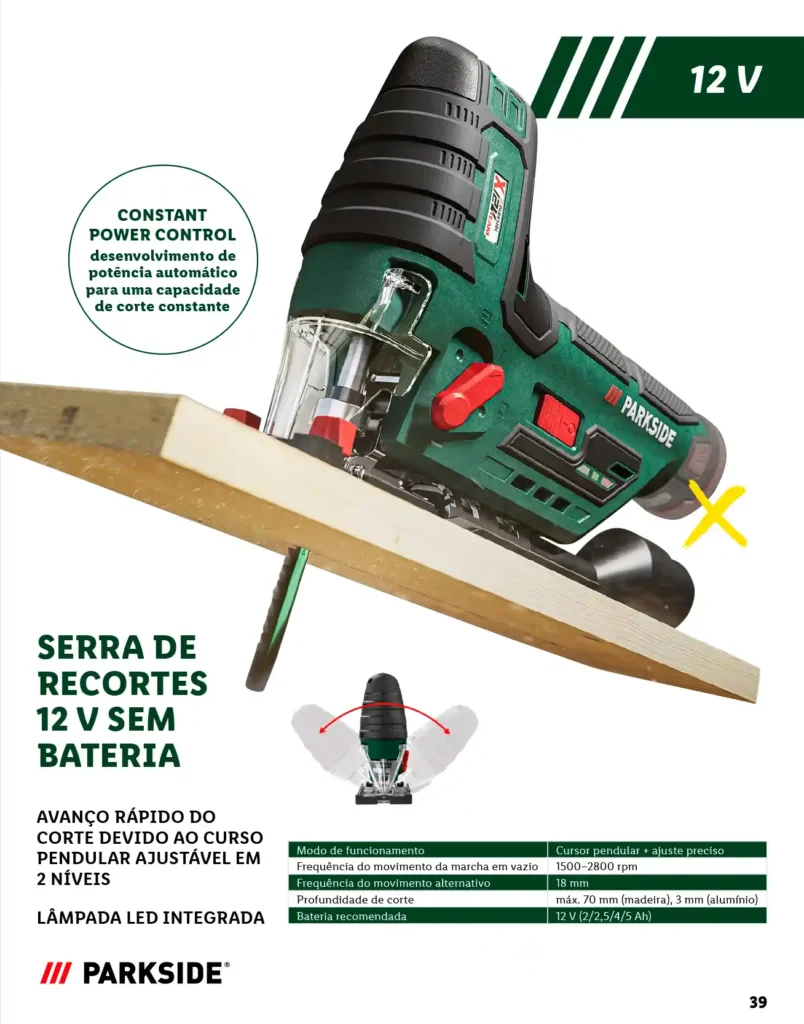 Folheto Lidl Parkside Baterias e Ferramentas 2025 - Página 39