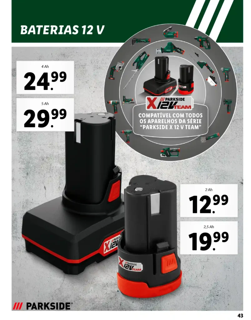 Folheto Lidl Parkside Baterias e Ferramentas 2025 - Página 43