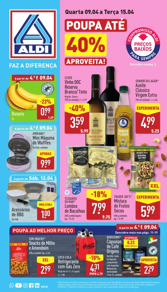 Folheto Aldi de 9 a 15 de Abril 2025 - Página 01